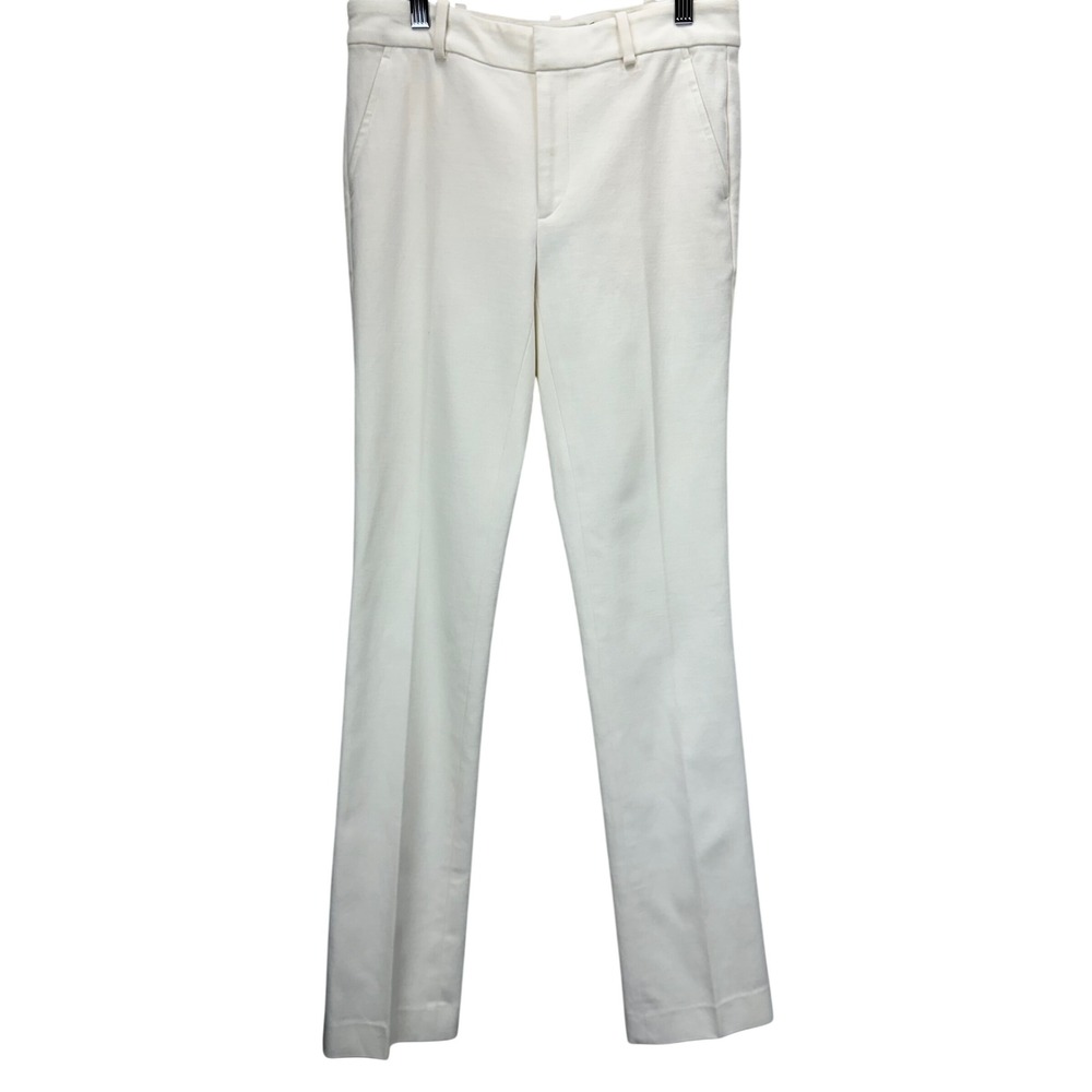 Ralph Lauren Womens Size 2 Brushed Cotton Trousers Cream Tailored Minimalist